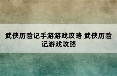 武侠历险记手游游戏攻略 武侠历险记游戏攻略